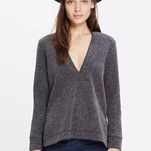 Madewell Low-V Women’s Charcoal Gray Sweater Size XS NWT